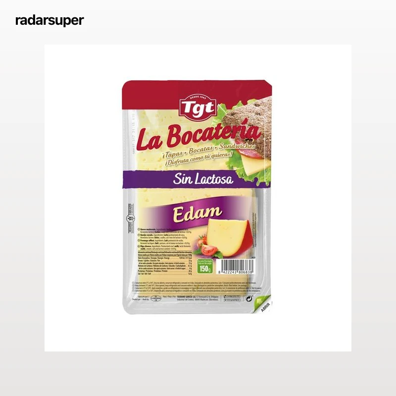 TGT La Bocatería Queso en lonchas Edam sin lactosa 150 g.