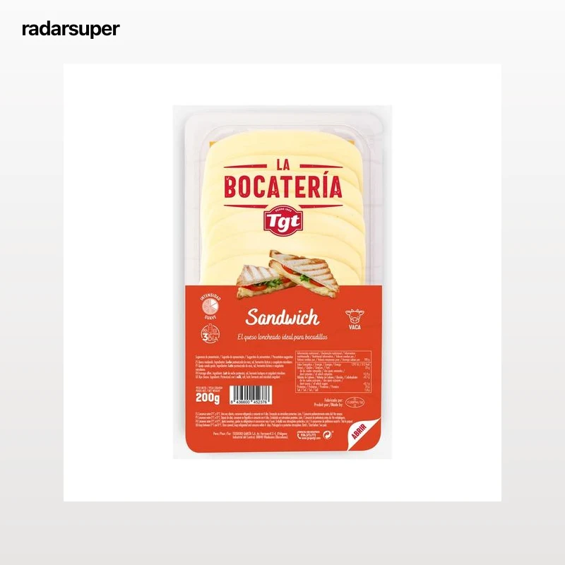 TGT La Bocatería Queso en lonchas para sandwich 200 g.