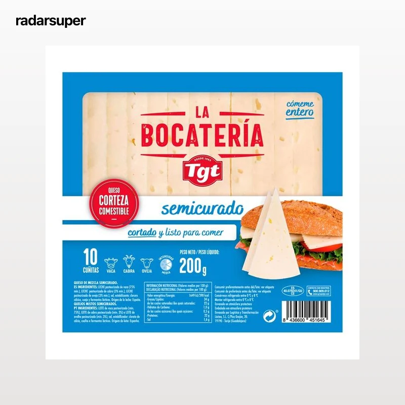TGT La Bocatería Queso mezcla semicurado cortado 200 g.
