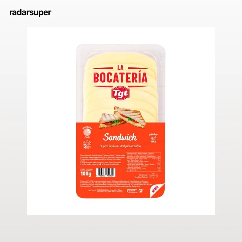 TGT La Bocatería Queso Sándwich en lonchas 100 + 20 g gratis.