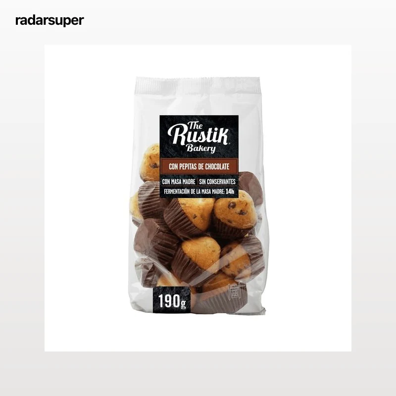 THE RUSTIK BAKERY Magdalenas mini con pepitas de chocolate 18 uds. 190 g.