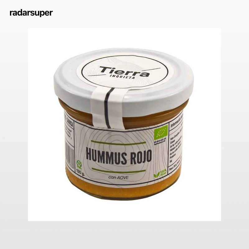 TIERRA INQUIETA Hummus rojo de garbanzos ecológicos con AOVE 130 g.