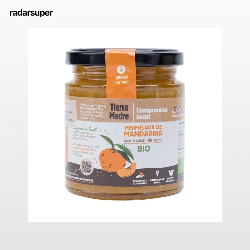 TIERRA MADRE Mermelada de mandarina con azúcar de caña ecológica bote 275 g.