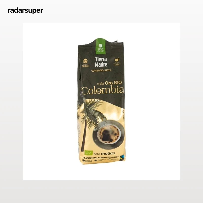 TIERRA MADRE Oro Café molido (100% arábica) tueste natural, ecológico, origen Colombia 250 g.