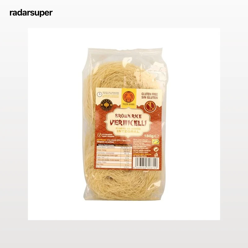 TIGER KHAN Pasta fideos de arroz integral sin gluten TIGER KHAN 180 g.