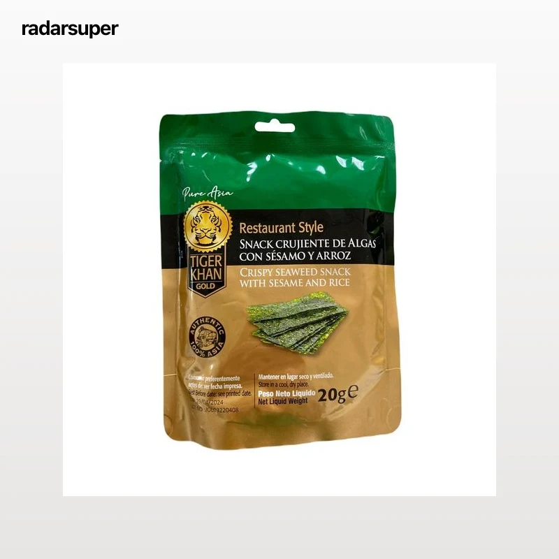 TIGER KHAN Snack de algas crujientes con sésamo y arroz 20 g.