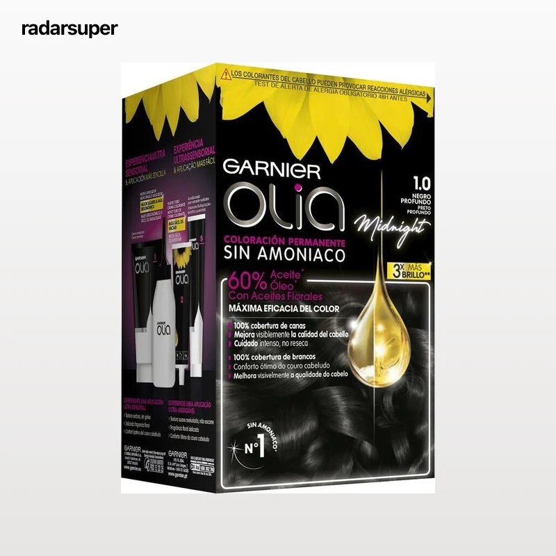 Tinte de cabello sin amoníaco Garnier Olia nº 1.0 negro profundo