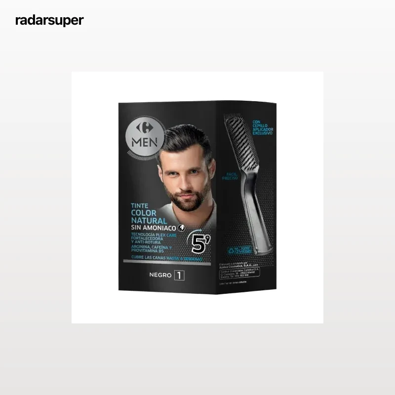 Tinte color natural cubrecanas sin amoniaco nº 1 negro Carrefour Men 1 ud.