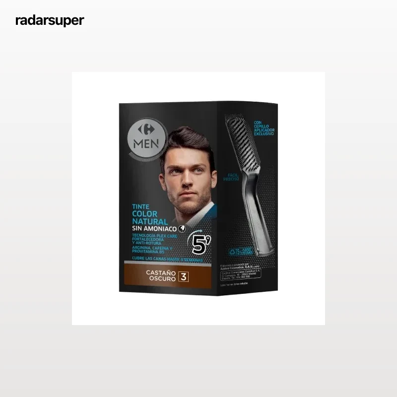 Tinte color natural cubrecanas sin amoniaco nº 3 castaño claro Carrefour Men 1 ud.