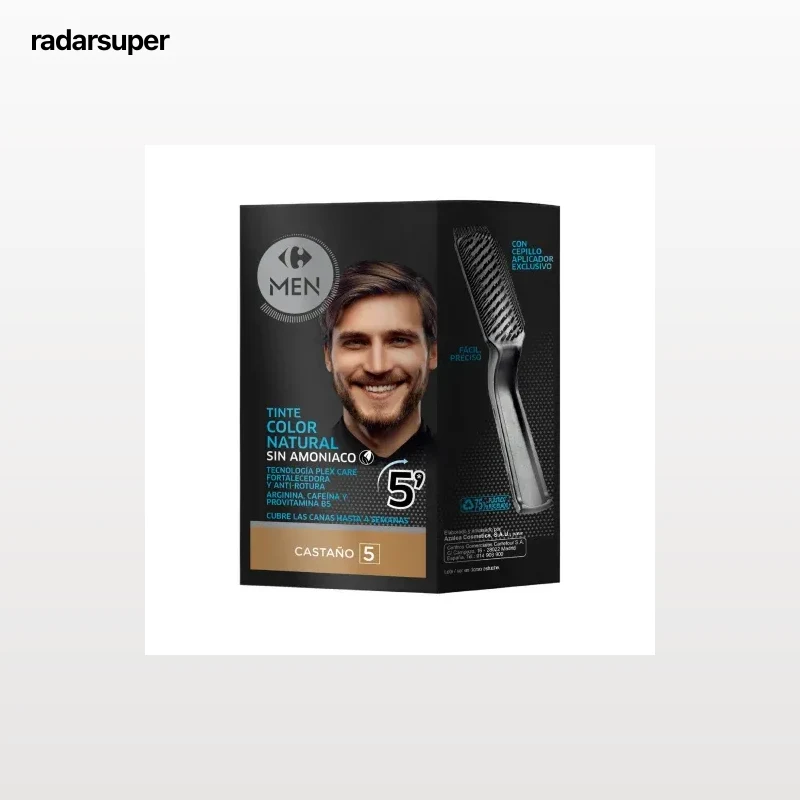 Tinte color natural cubrecanas sin amoniaco nº 5 castaño Carrefour Men 1 ud.
