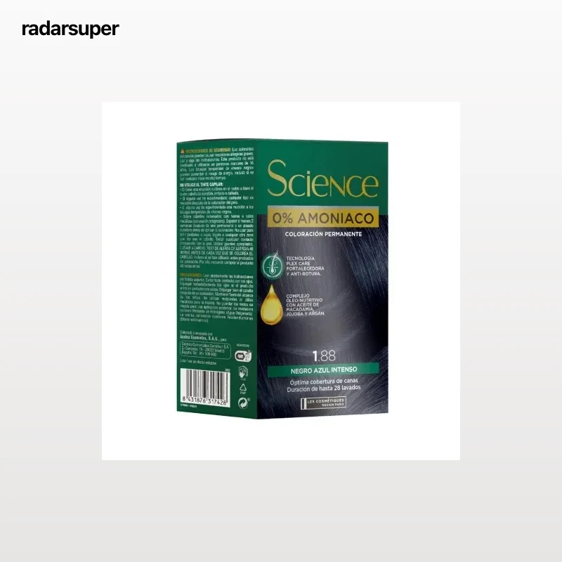 Tinte color permanente nº 1.88 negro azul intenso 0% Amoniaco Science Les Cosmétiques 1 ud.