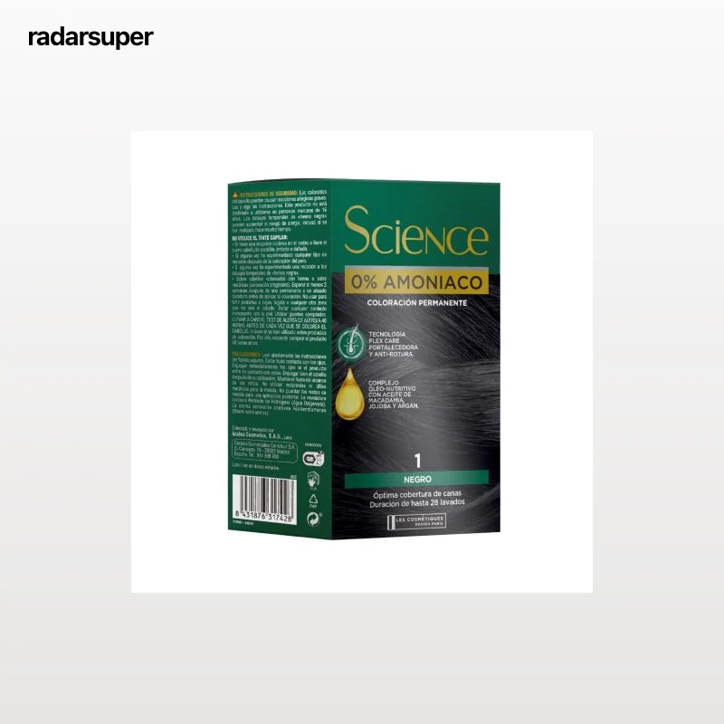 Tinte color permanente nº 1 negro 0% Amoniaco Science Les Cosmétiques 1 ud.