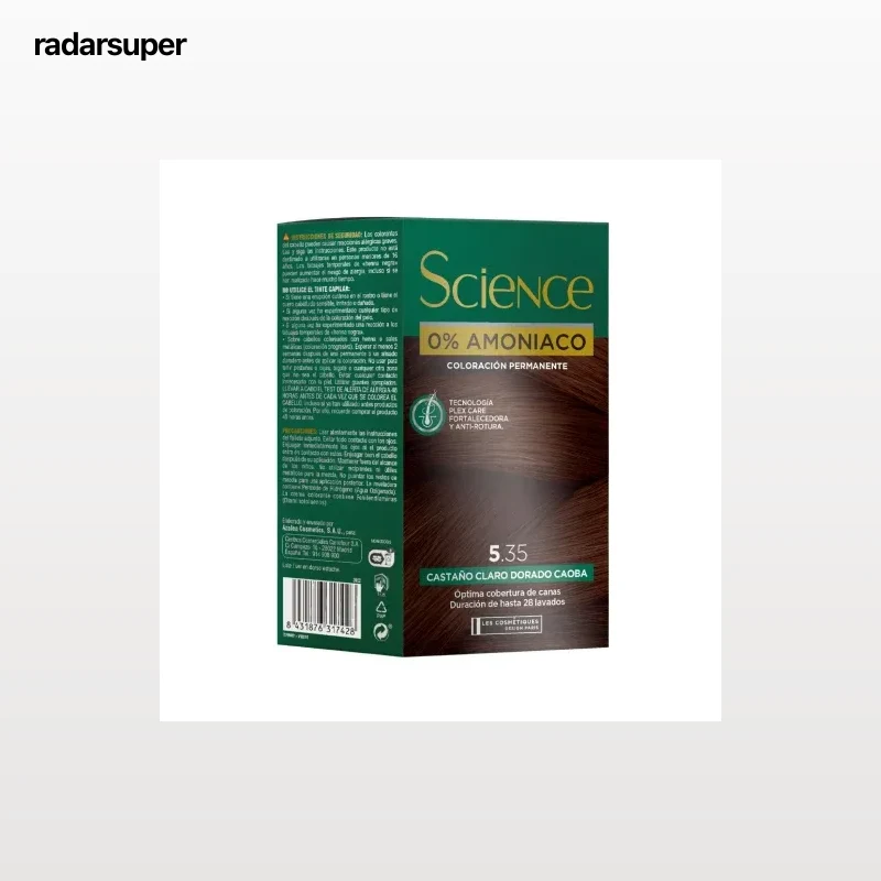 Tinte color permanente nº 5.35 castaño claro dorado caoba 0% Amoniaco Science Les Cosmétiques 1 ud.