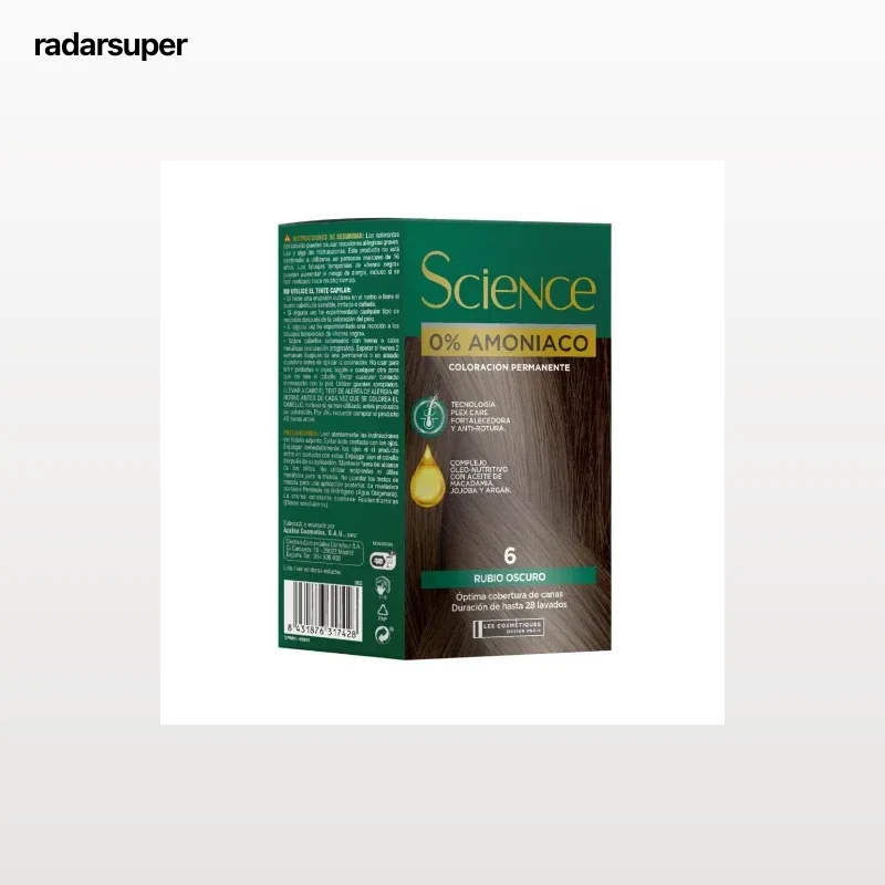 Tinte color permanente nº 6 rubio oscuro 0% Amoniaco Science Les Cosmétiques 1 ud.
