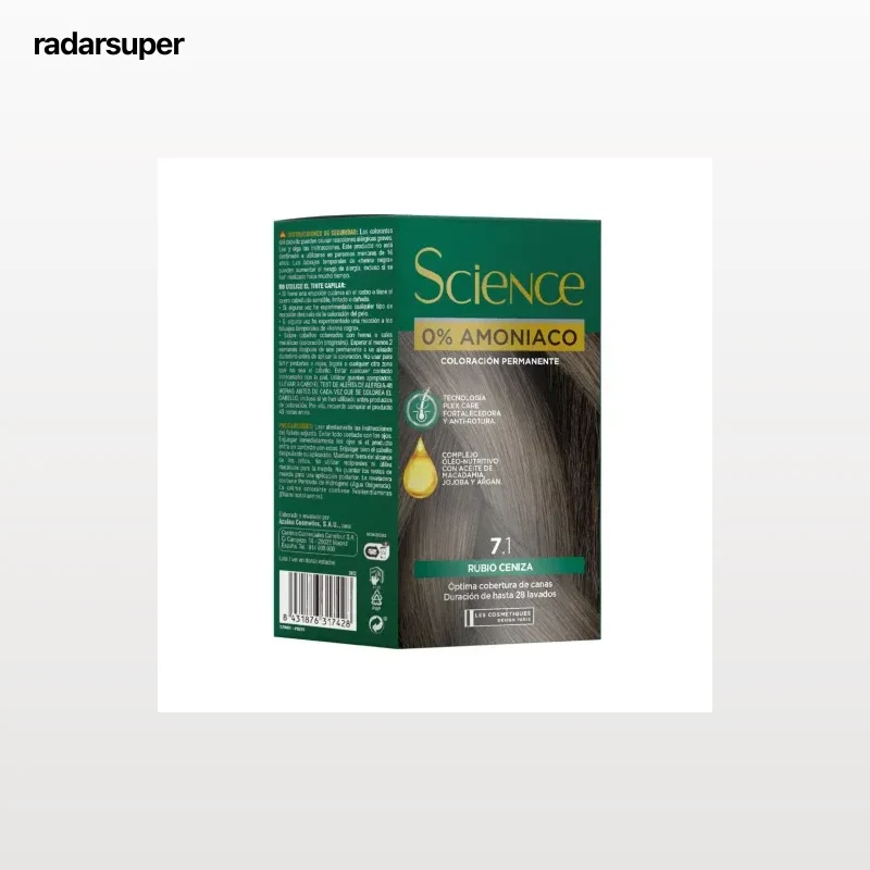 Tinte color permanente nº 7.1 rubio ceniza 0% Amoniaco Science Les Cosmétiques 1 ud.