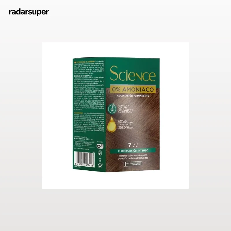 Tinte color permanente nº 7.77 rubio marrón intenso 0% Amoniaco Science Les Cosmétiques 1 ud.