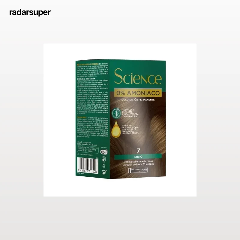 Tinte color permanente nº 7 rubio 0% Amoniaco Science Les Cosmétiques 1 ud.