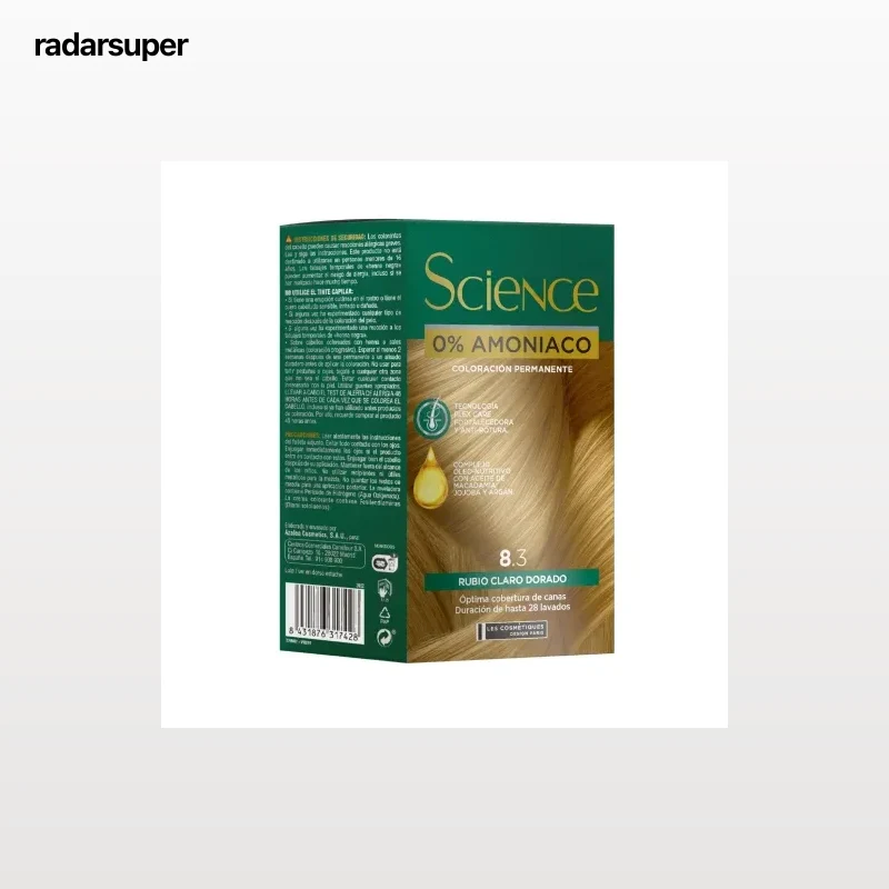 Tinte color permanente nº 8.3 rubio claro dorado 0% Amoniaco Science Les Cosmétiques 1 ud.