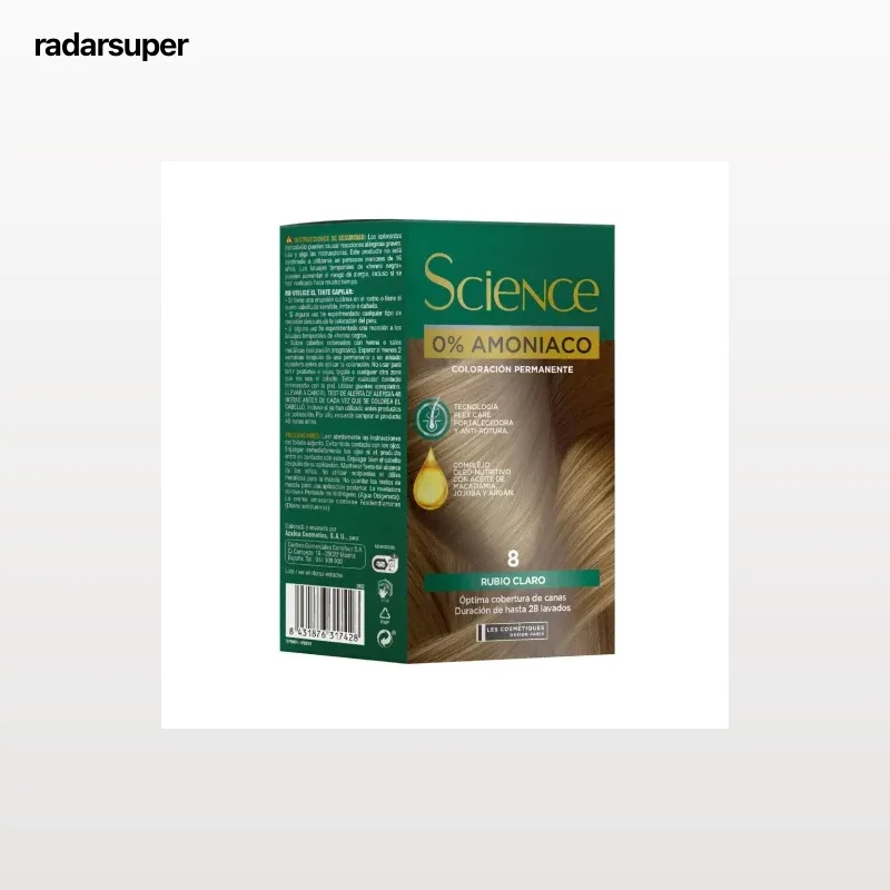 Tinte color permanente nº 8 rubio claro 0% Amoniaco Science Les Cosmétiques 1 ud.