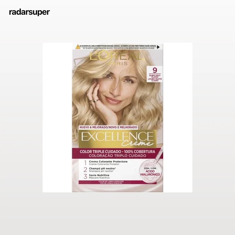 Tinte creme nº 9 Rubio Claro Claro L'Oréal Excellence 1 ud.