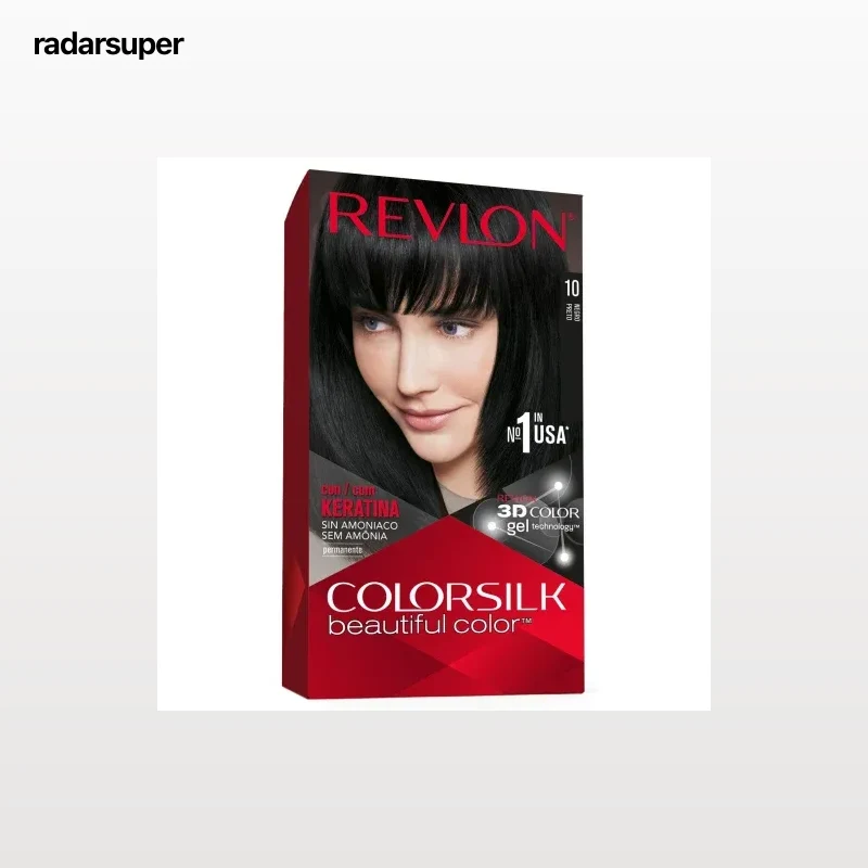 Tinte de cabello permanente sin amoniaco tono 10 negro Revlon Colorsilk 1 ud.