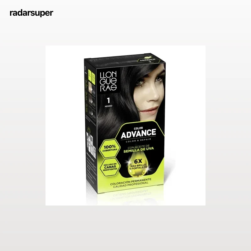 Tinte de cabello permanente tono 1 negro Llongueras Color Advance 1 ud.