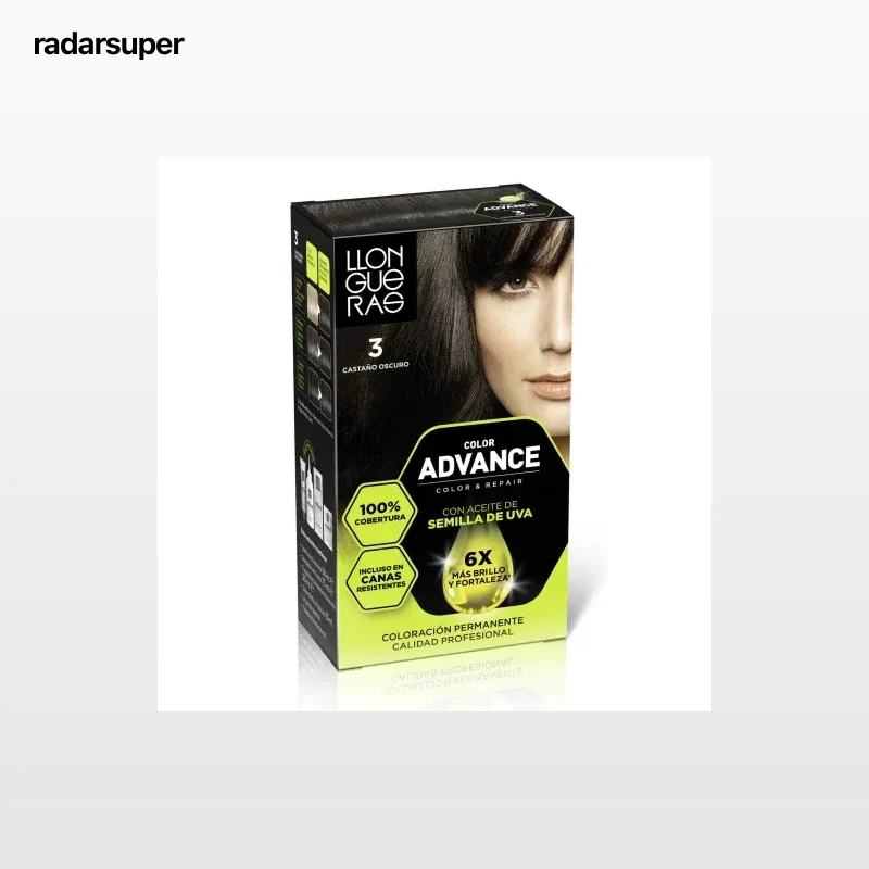Tinte de cabello permanente tono 3 castaño oscuro Llongueras Color Advance 1 ud.