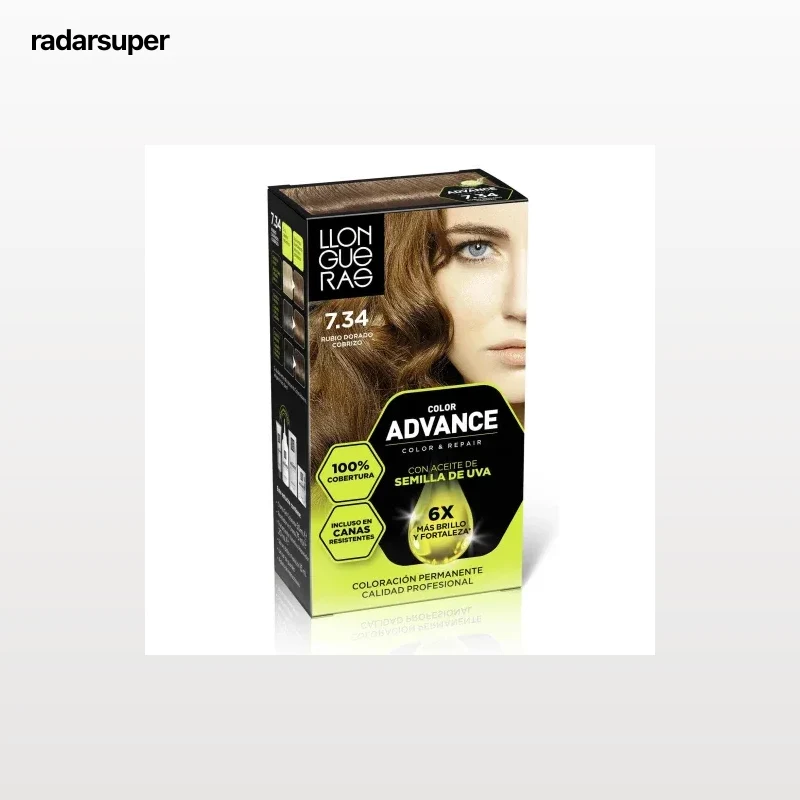 Tinte de cabello permanente tono 7.34 rubio dorado cobrizo Llongueras Color Advance 1 ud.