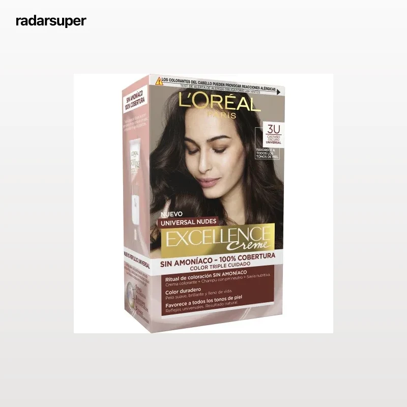 Tinte permanente sin amoníaco nº 3U castaño oscuro Excellence Universal Nudes L'Oréal Paris 1 ud.
