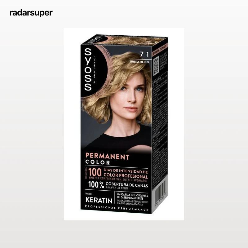 Tinte permanente Syoss nº7.1 rubio medio con keratina