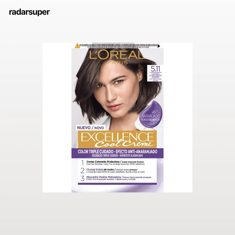 Tinte permanente tono 5.11 castaño claro ceniza intenso Excellence Cool Creme L'Oréal Paris 1 ud.