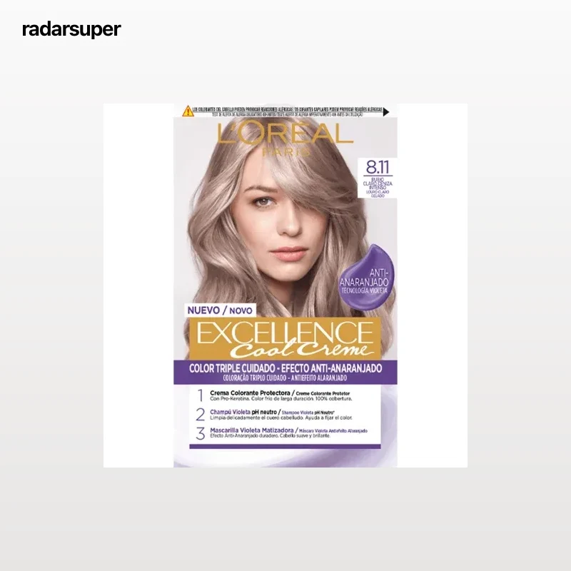 Tinte permanente tono 8.11 rubio claro ceniza Excellence Cool Creme L'Oréal Paris 1 ud.