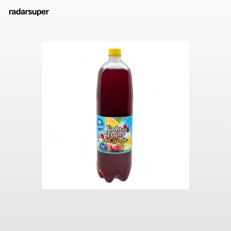 Tinto de verano con limón 0,0 alcohol sin azúcar añadido Carrefour Sensation botella 1,5 l.
