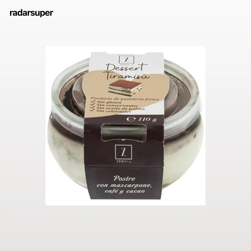 Tiramisú con mascarpone café y cacao Zero+4 sin gluten 110 g.