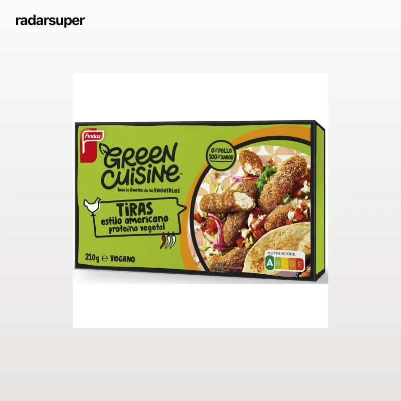 Tiras estilo americano de proteína de guisante y trigo Green Cuisine Findus 210 g.