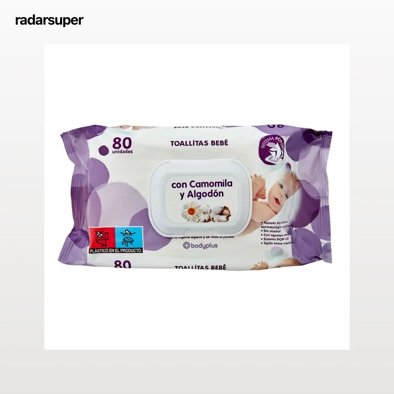 Toallitas bebé Bodyplus 80 uds con camomila y algodón