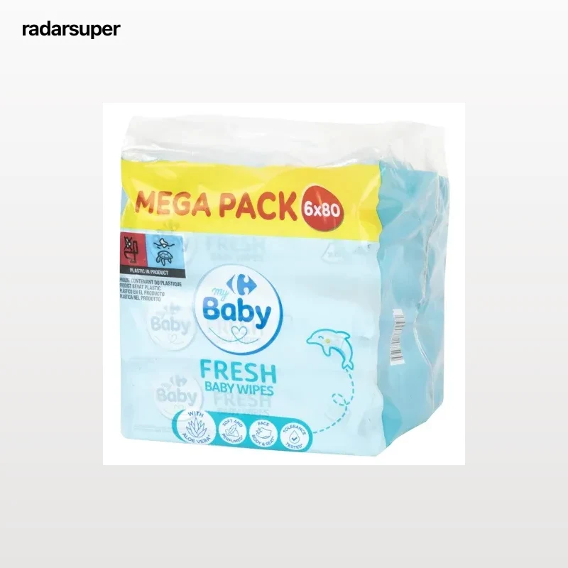 Toallitas bebé fresh aloe vera Carrefour Baby 6x80 uds.