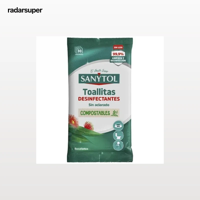 Toallitas desinfectantes multiusos sin lejía Sanytol 30 ud.