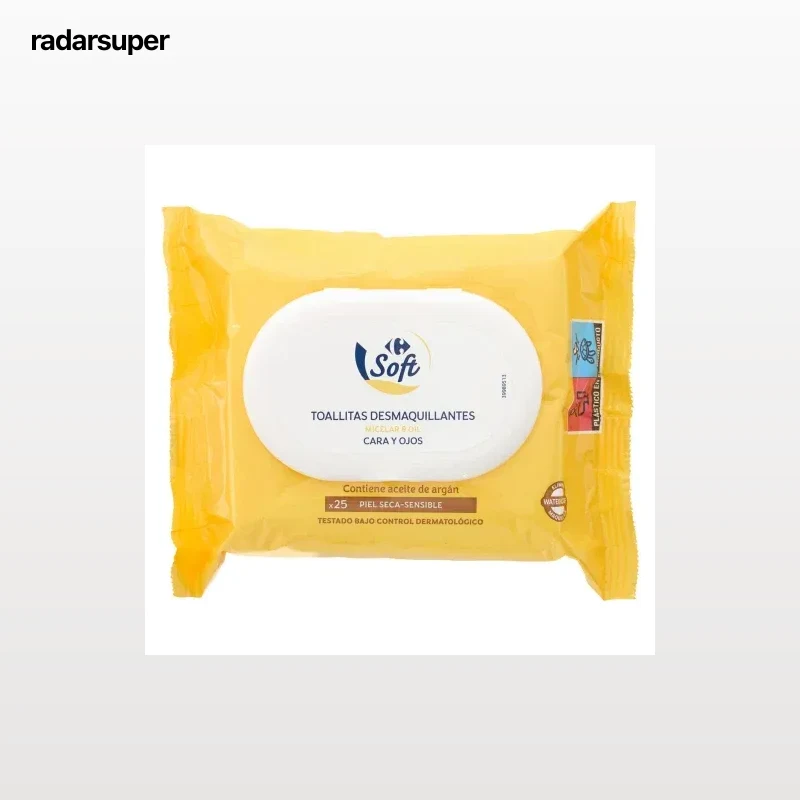 Toallitas desmaquillantes micelar & oil Soft Carrefour 25 ud.