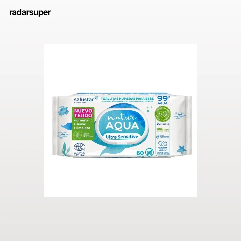Toallitas húmedas para bebé ecológicas Natur Aqua Salustar 60 ud.