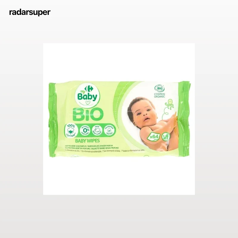 Toallitas para bebé sin perfume ecológicas Carrefour Bio 64 ud.