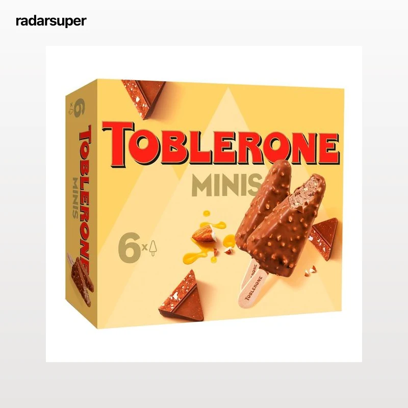 TOBLERONE Mini bombón helado de chocolate y miel cubierto de chocolate y con leche y trozos de nougat 6 x 50 ml.