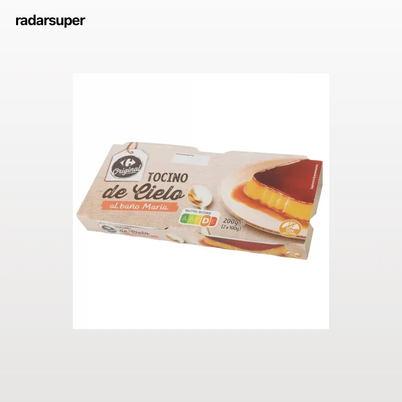 Tocino de cielo al baño Maria Carrefour Original sin gluten pack de 2 unidades de 100 g.