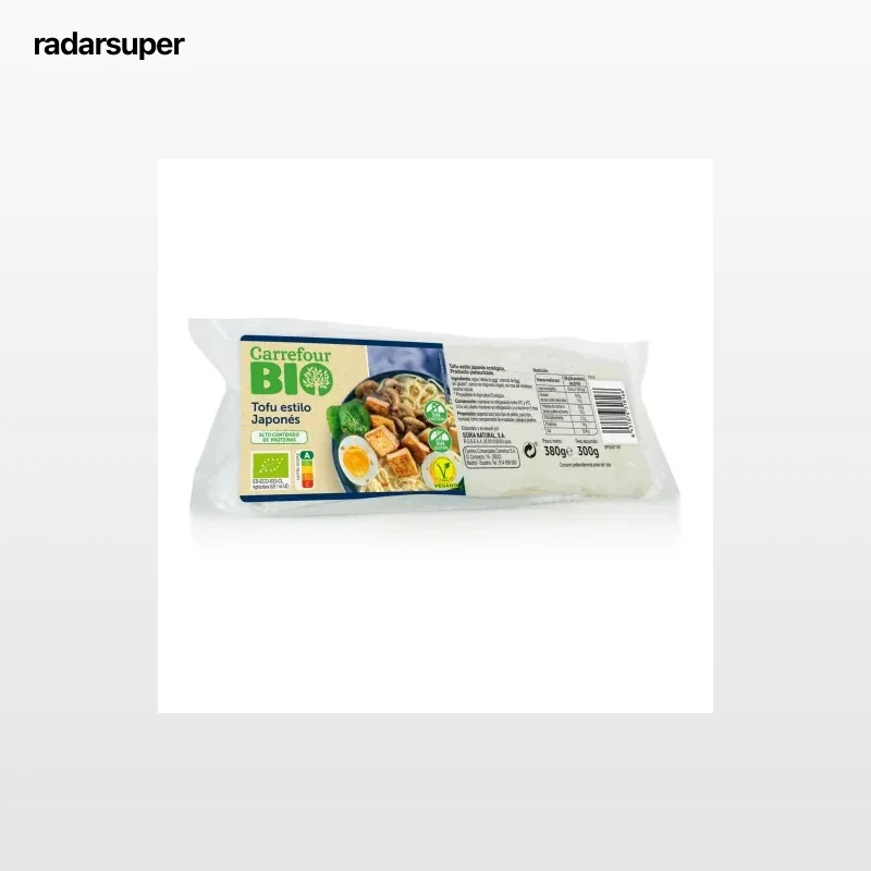 Tofu japonés ecológico Carrefour Bio sin gluten y sin lactosa 380 g.