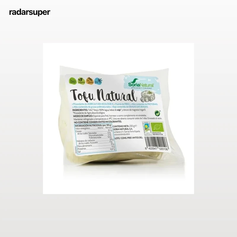 Tofu natural ecológico Soria Natural sin gluten 250 g.
