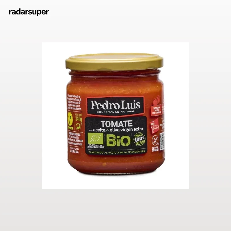 Tomate con aceite de oliva virgen extra ecológico Pedro Luis sin gluten 340 g.