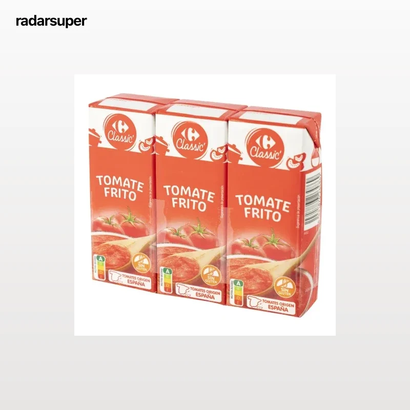 Tomate frito Classic Carrefour pack 3 briks de 215 g.