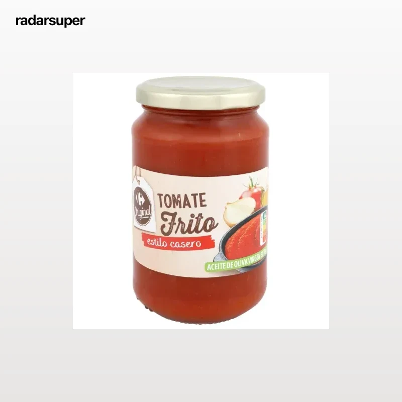 Tomate frito con aceite de oliva Carrefour tarro 350 g.