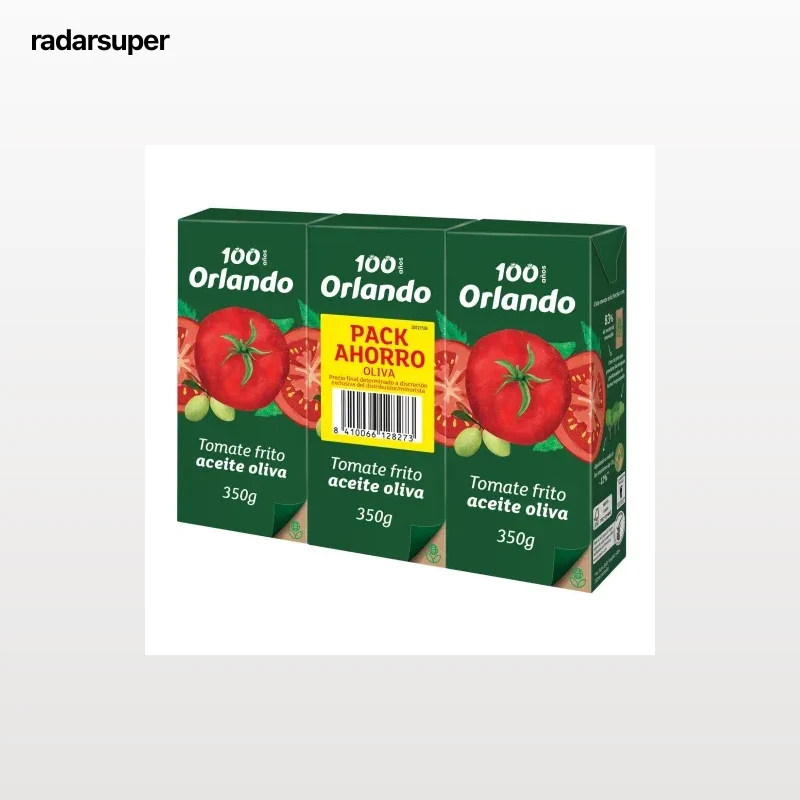 Tomate frito con aceite de oliva virgen extra Orlando pack de 3 briks de 350 g.
