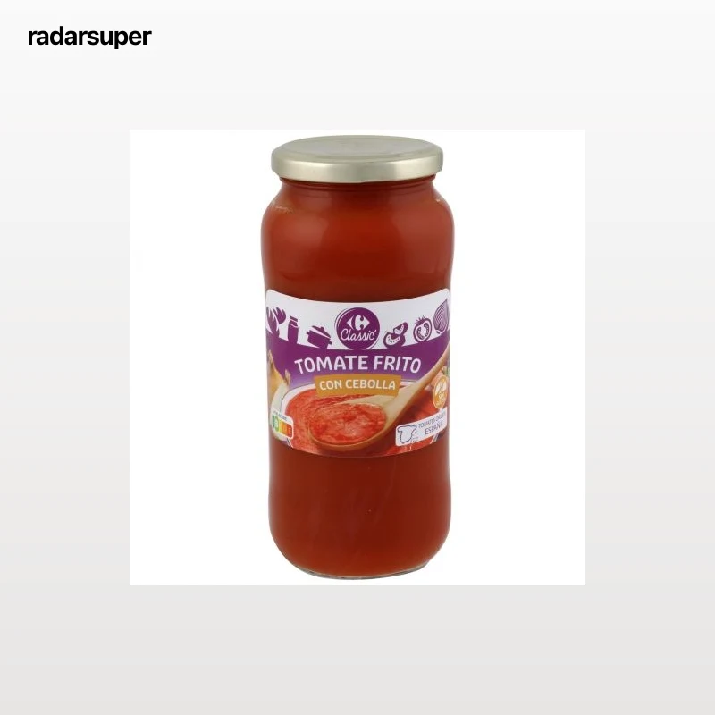 Tomate frito con cebolla Classic Carrefour sin gluten 560 g.
